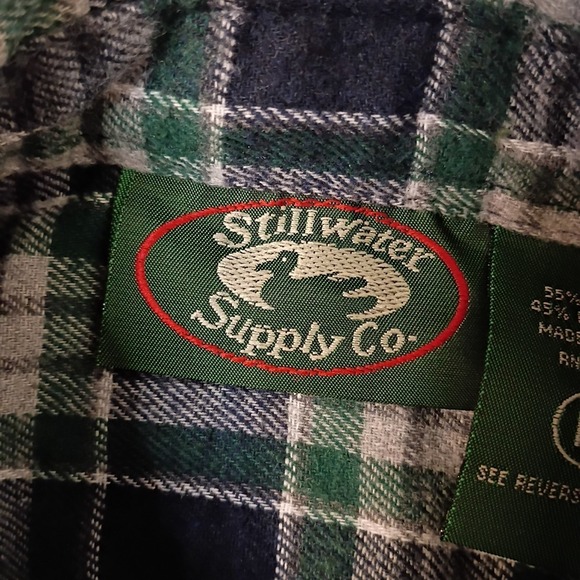 Stillwater Supply Co‎ Flannel Shirt Mens Medium Blue Green Plaid Pocket Outdoor - Picture 5 of 8